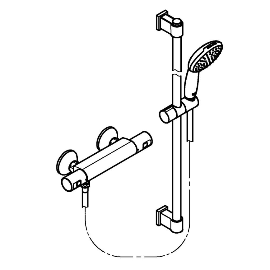 GROHE 34854001 - Brusesæt med termostatisk armatur PRECISION START 900 mm poleret krom