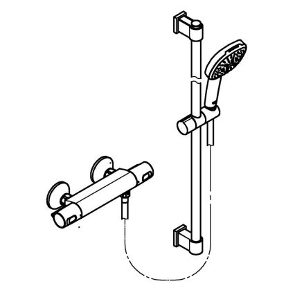 GROHE 34855003 - Brusesæt med termostatisk blandingsbatteri PRECISION TREND 150 mm blank krom