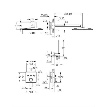 GROHE 34875000 - Brusesystem PRECISION SMARTCONTROL 310 mm poleret krom