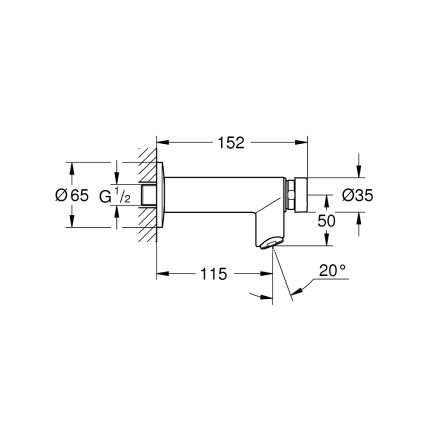 GROHE 36266000 - Selvlukkende vægventil EUROECO COSMOPOLITAN T DN 15 krom