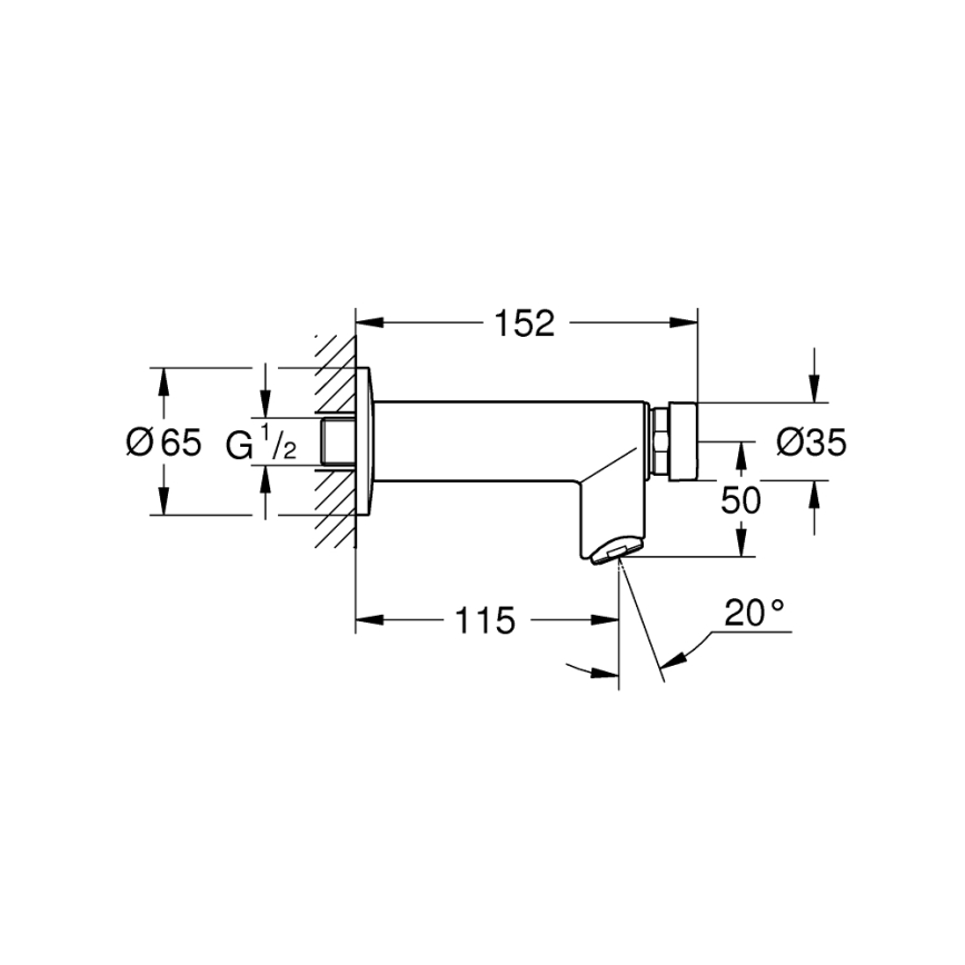 GROHE 36266000 - Selvlukkende vægventil EUROECO COSMOPOLITAN T DN 15 krom