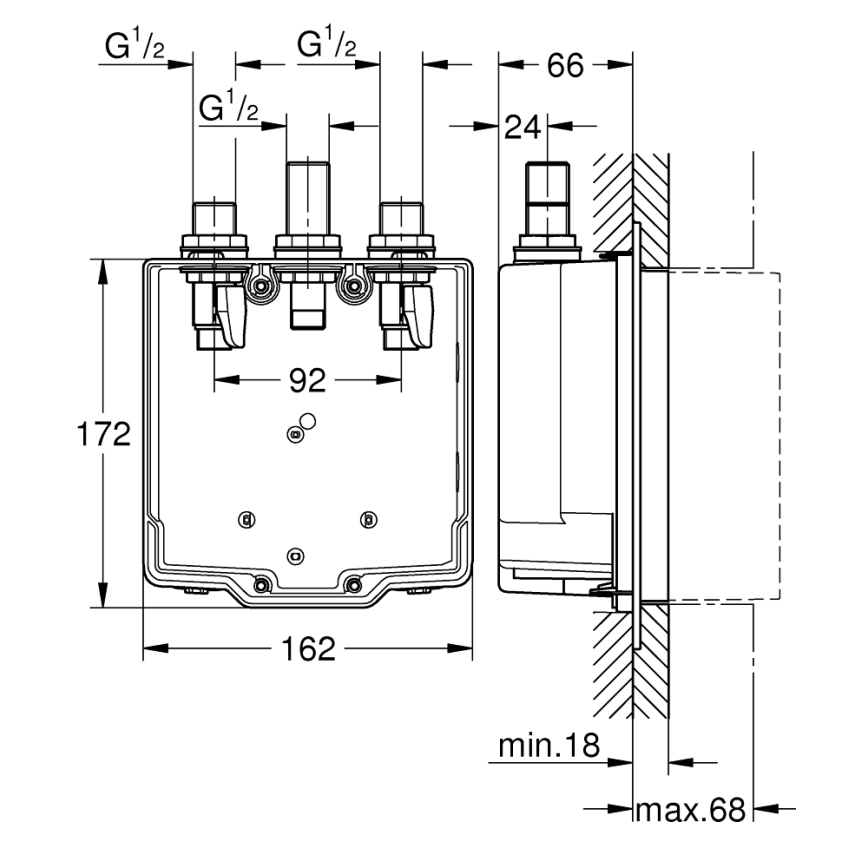 Grohe 36322001 - Indbygningskrop til EUROSMART COSMOPOLITAN T-armatur