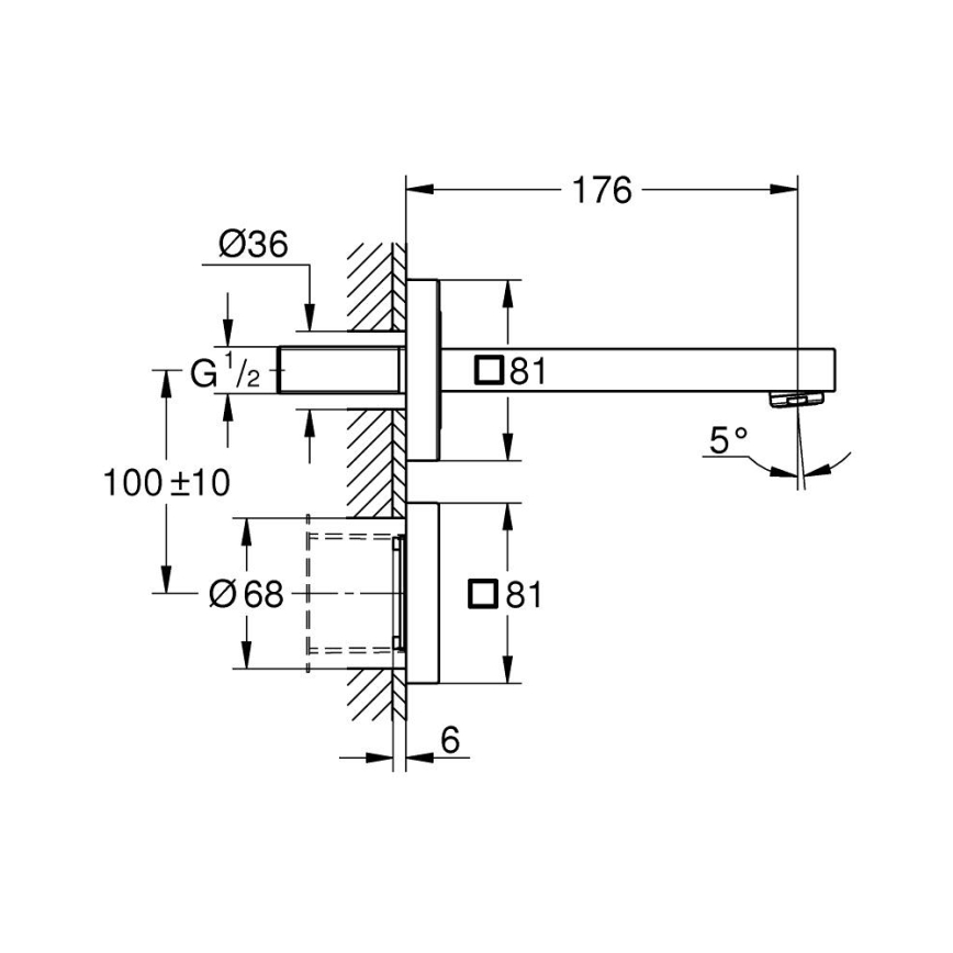 GROHE 36442000 - Infrarød elektronisk armatur EUROCUBE E blank krom