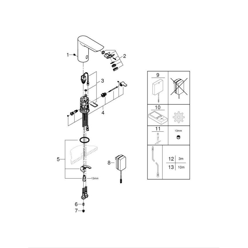 GROHE 36453000 - Infrarød elektronisk håndvaskarmatur BAU COSMOPOLITAN E 123 mm krom