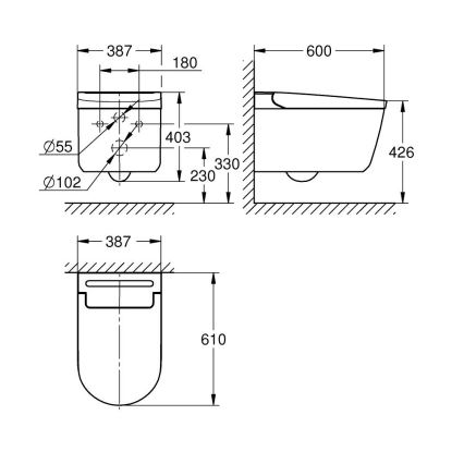 GROHE 36507SH0 - SENSIA brusetoilet 600 × 387 × 403 mm keramik/hvid