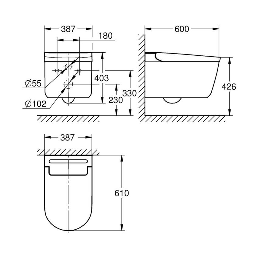 GROHE 36507SH0 - SENSIA brusetoilet 600 × 387 × 403 mm keramik/hvid