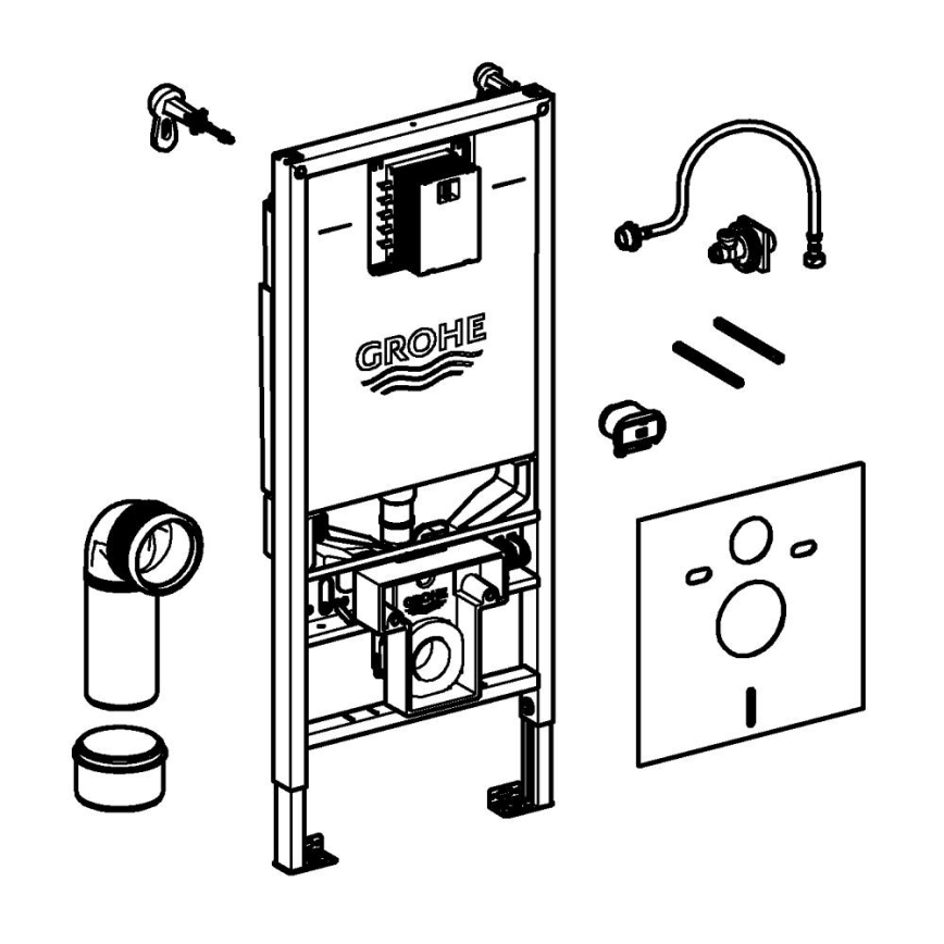 GROHE 36509SH0 - 4-i-1 sæt RAPID SLX 1,13 m rustfrit stål
