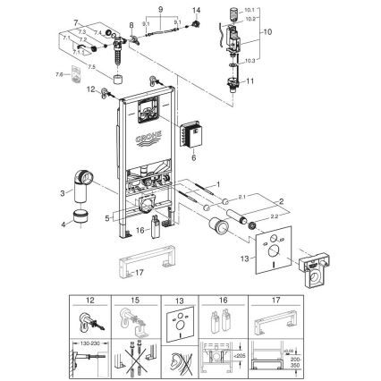GROHE 36509SH0 - Sensia bruse-toilet, sæt 4-i-1, RAPID SLX, 1,13 m