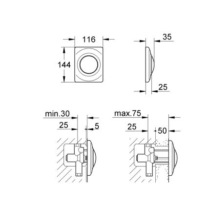 GROHE 37018SH0 - Betjeningsknap SURF 116 × 144 mm hvid
