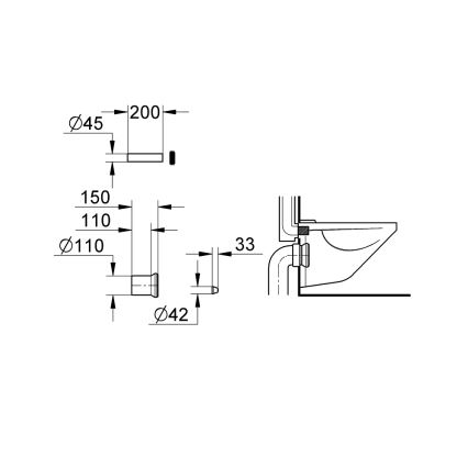 GROHE 37104K00 - Tilslutnings- og afløbssæt til toilet, sort