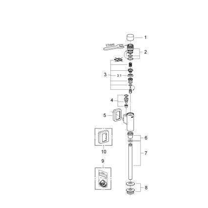 GROHE 37339000 - Spyleventil til urinal RONDO 12” blank krom