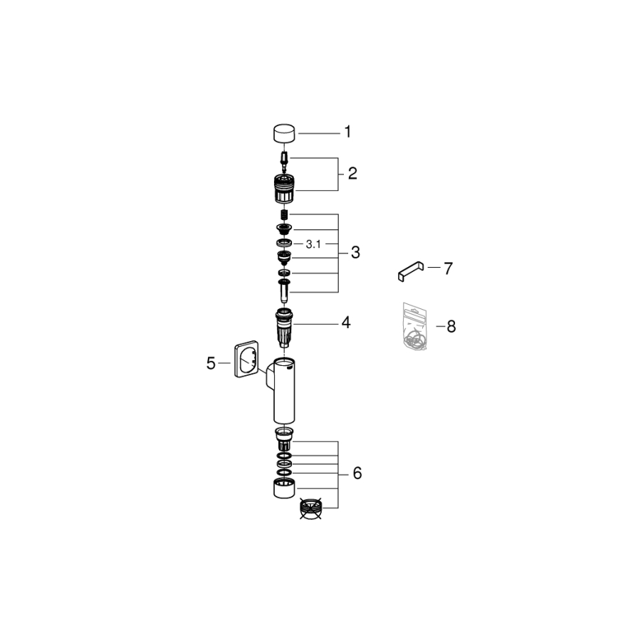GROHE 37349000 - Trykspuleventil RONDO A.S. 3” blank krom