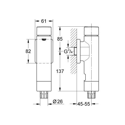 GROHE 37349000 - Trykspuleventil RONDO A.S. 3” blank krom