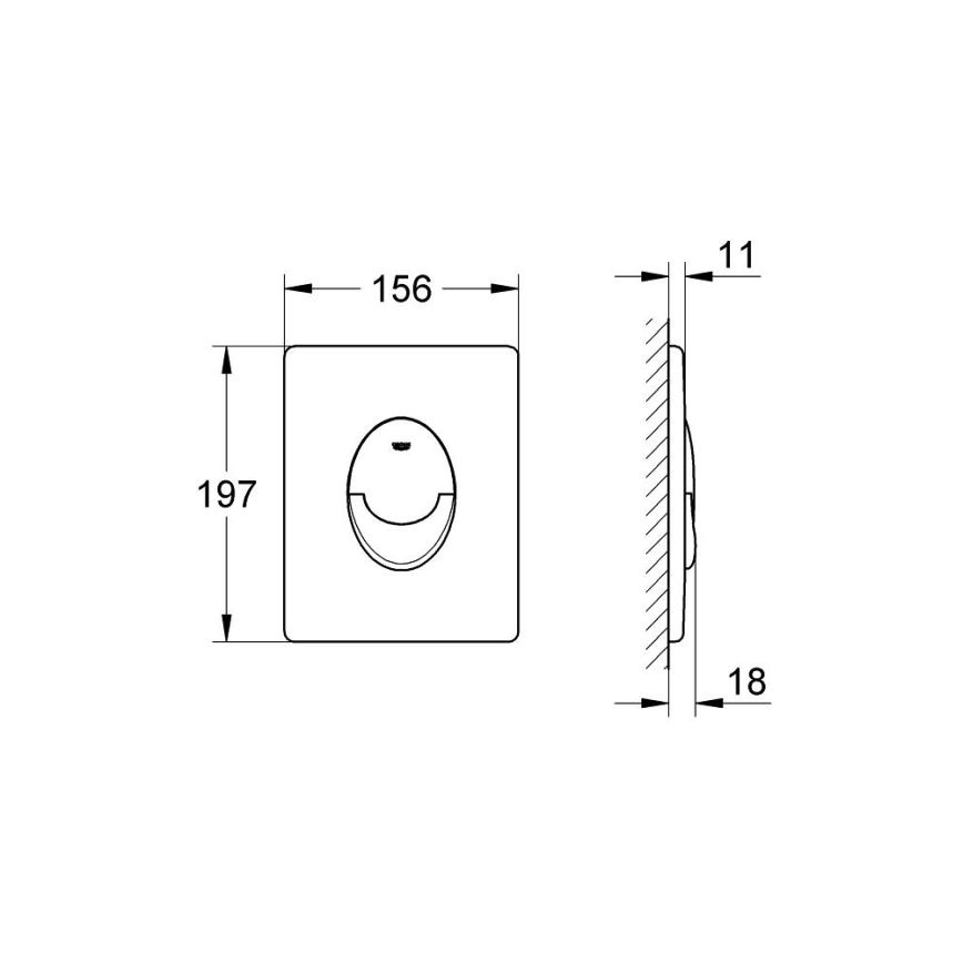 GROHE 38505SH0 - Betjeningsplade SKATE AIR 156 × 197 mm hvid