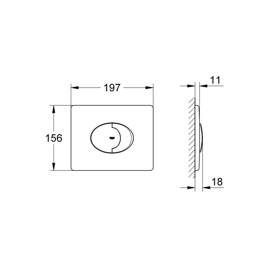 GROHE 38506000 - Skylleknap SKATE AIR 156 × 197 mm poleret krom