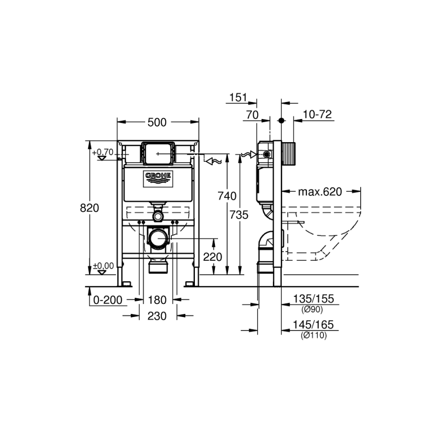 GROHE 38526000 - WC-modul RAPID SL 0,82 m hvid
