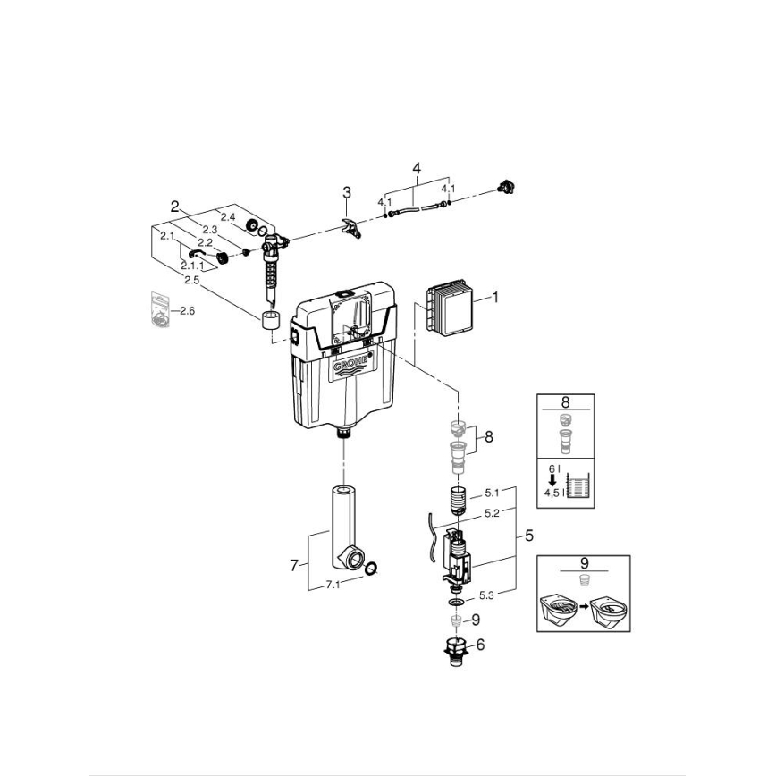 GROHE 38661000 - GD 2 skylle-cisterne, blank krom