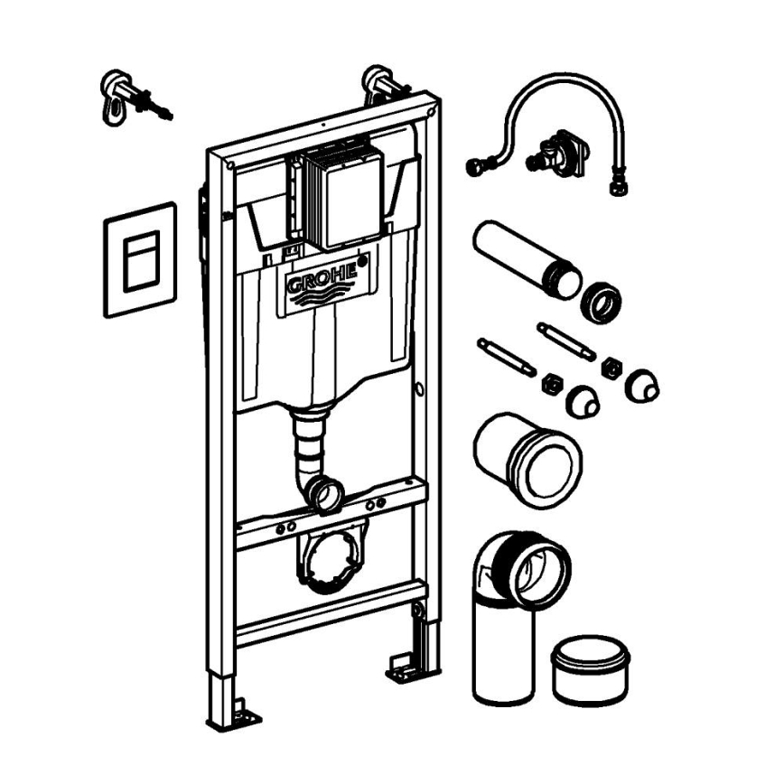 GROHE 388112430 - 3-i-1 WC-sæt SOLIDO 1,13 m mat krom