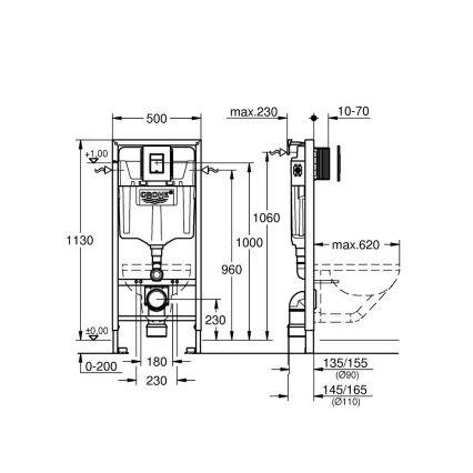 GROHE 388112430 - 3-i-1 WC-sæt SOLIDO 1,13 m mat krom
