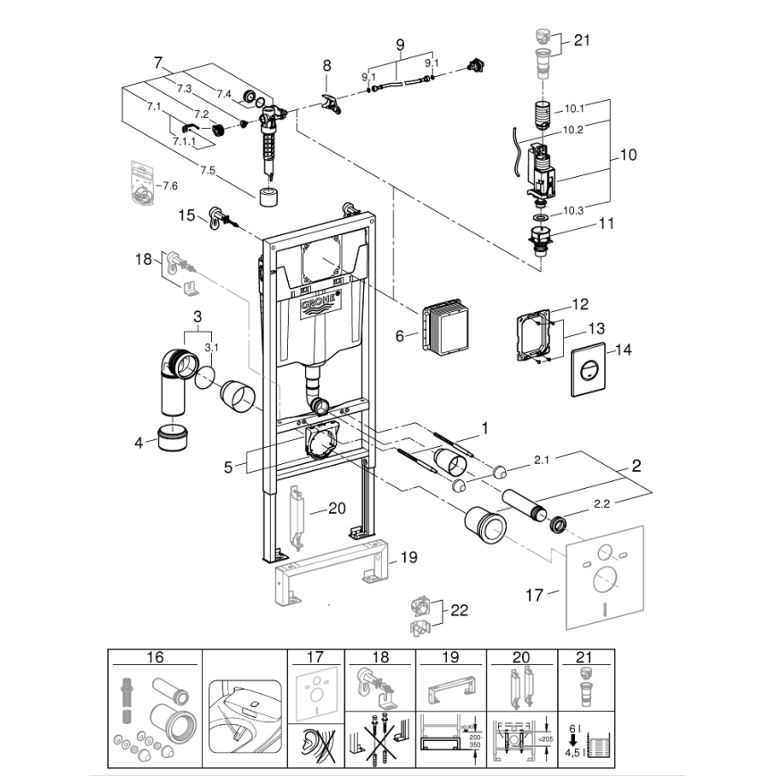 GROHE 38860000 - 3-i-1 sæt RAPID SL 1,13 m