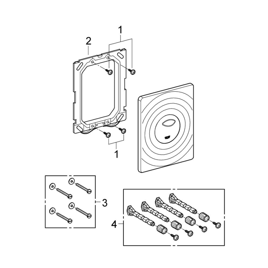GROHE 38861000 - Betjeningsplade SURF 156 × 197 mm poleret krom