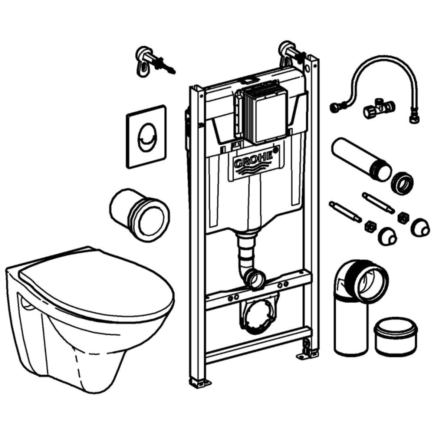 GROHE 39116000 - 4-i-1 sæt med SOLIDO COMPACT-keramik, 1,13 m