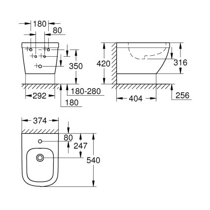 GROHE 39208000 - Vægmonteret bidet EURO CERAMIC 540 × 375 mm keramik/hvid