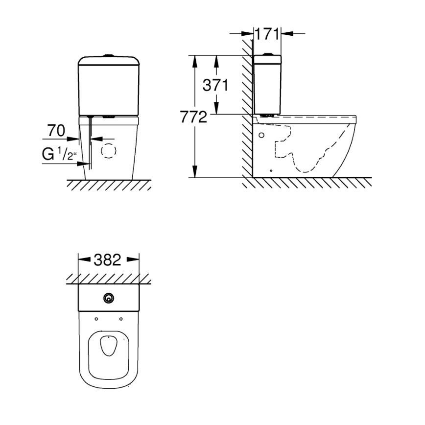 GROHE 39332000 - Cisterne EURO CERAMIC 385 × 170 × 370 mm keramik/hvid