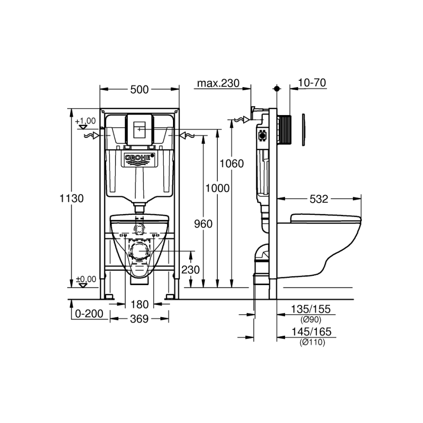GROHE 39467000 - WC-sæt SOLIDO 1,13 m keramik/hvid
