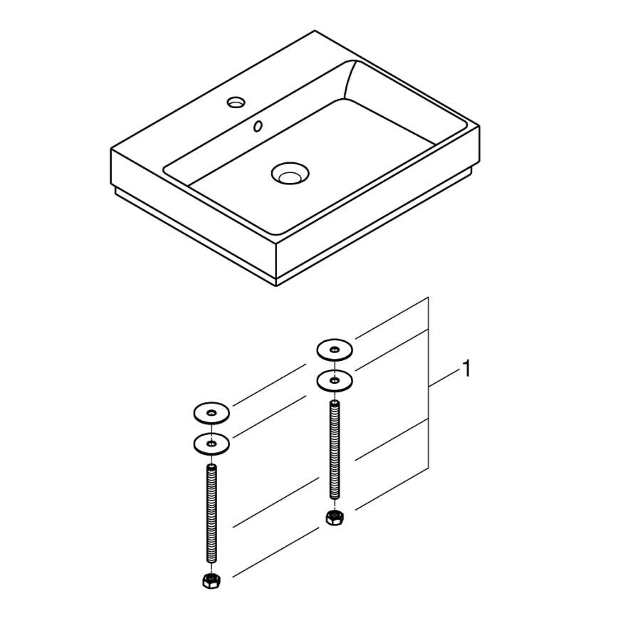 GROHE 3947700H - Håndvask CUBE CERAMIC 600 × 490 mm keramik/hvid