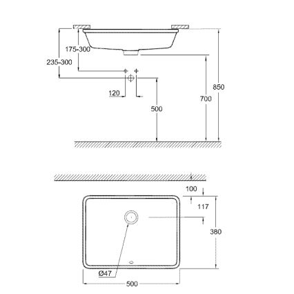 GROHE 3948000H - Håndvask CUBE CERAMIC 492 × 370 mm keramik/hvid