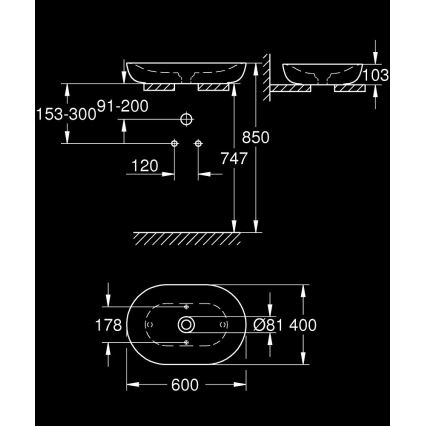 GROHE 3960800H - Håndvask til bordplade ESSENCE 600 × 400 mm keramik/hvid