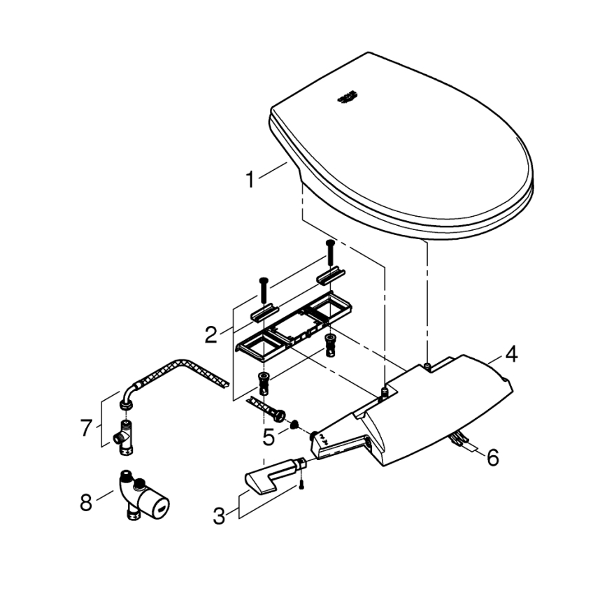 GROHE 39648SH0 - Manuelt bidetsæde BAU CERAMIC, duro-hvid