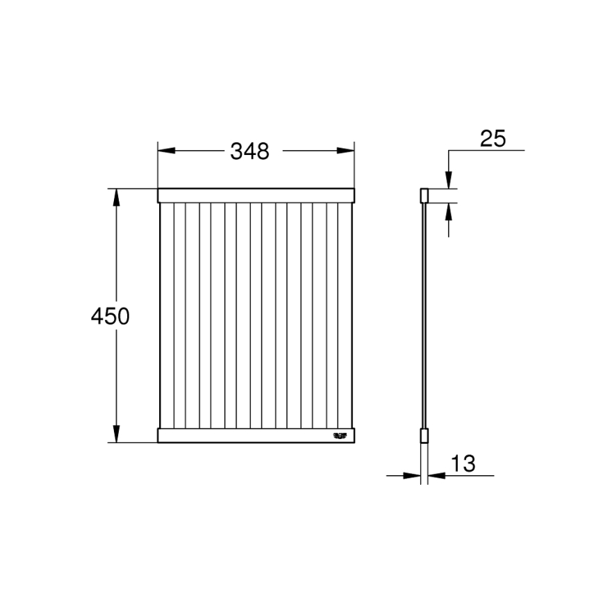 GROHE 40856SD0 - Drypbakke 450 × 348 mm børstet rustfrit stål