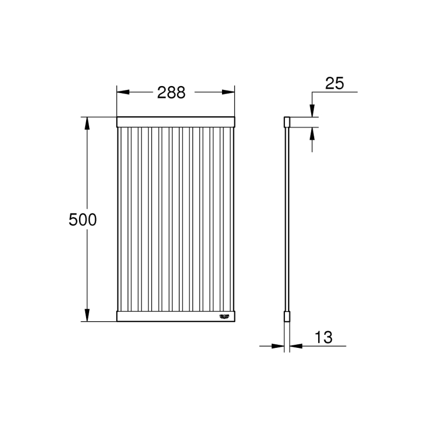 GROHE 40858SD0 - Afdrypningsbakke til opvask 500 × 288 mm, rustfrit stål