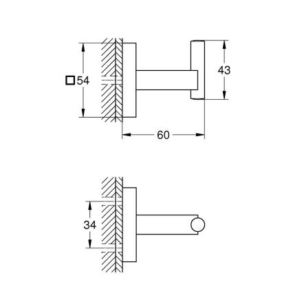 GROHE 40961DC0 - Krog til badekåbe START CUBE i rustfrit stål