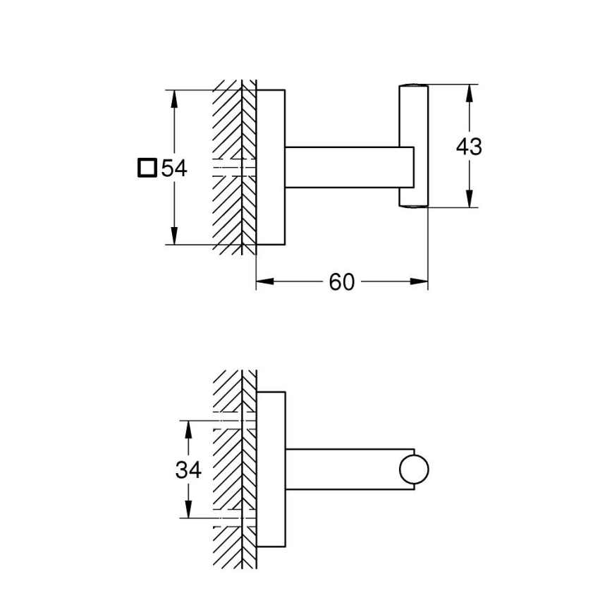 GROHE 40961DC0 - Krog til badekåbe START CUBE i rustfrit stål