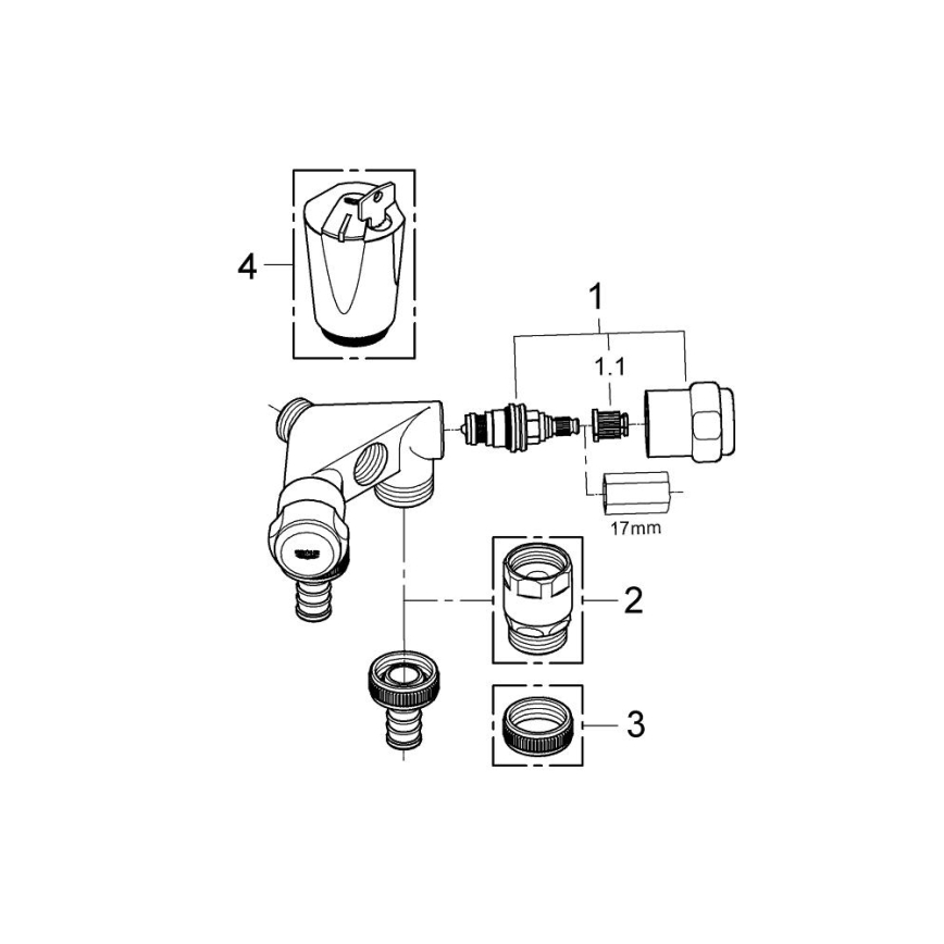 GROHE 41020000 - Dobbeltventil EGGEMANN 12” i blank krom