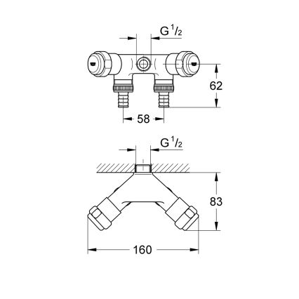 GROHE 41020000 - Dobbeltventil EGGEMANN 12” i blank krom