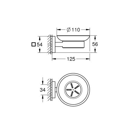 GROHE 41096000 - Sæbeskål START CUBE 110 × 56 × 125 mm poleret krom