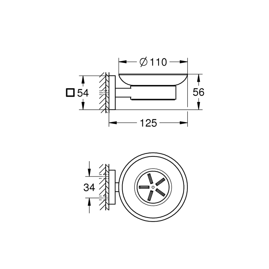 GROHE 41096000 - Sæbeskål START CUBE 110 × 56 × 125 mm poleret krom