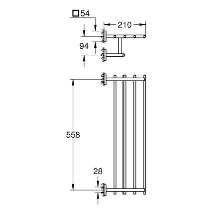 GROHE 41099000 - Multi-håndklædeholder START CUBE 600 mm, blank krom