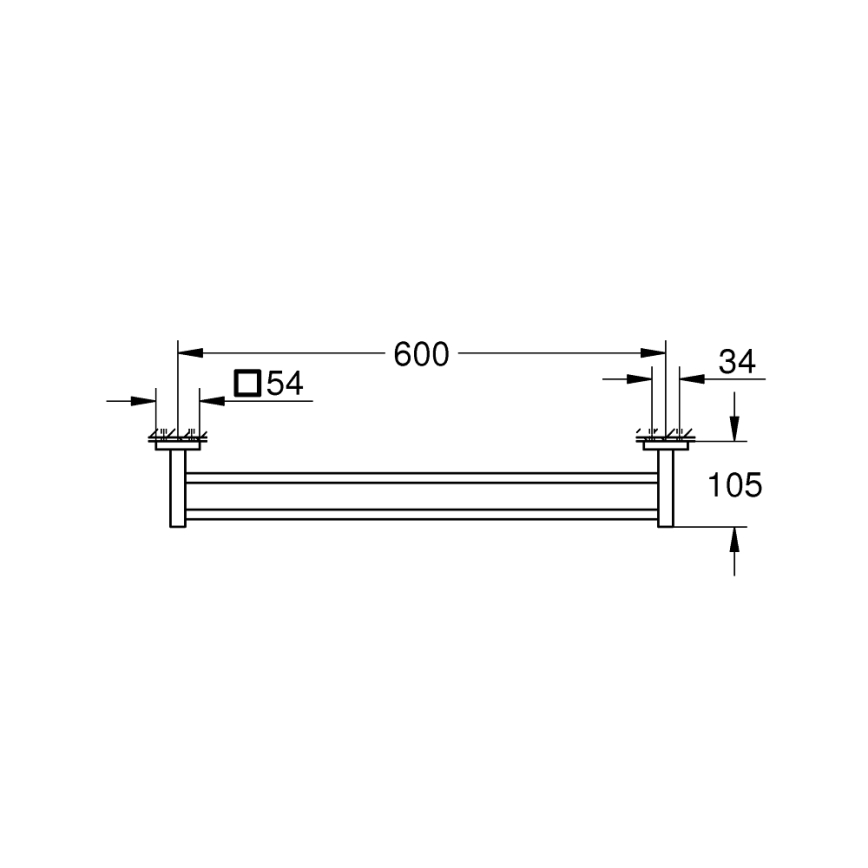 GROHE 41104DC0 - Dobbelt håndklædeholder QUICKFIX START CUBE 654 mm i rustfrit stål