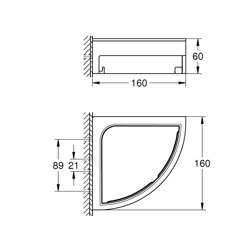 GROHE 41106000 - Hjørnebrusehylde START CUBE 16 cm poleret krom