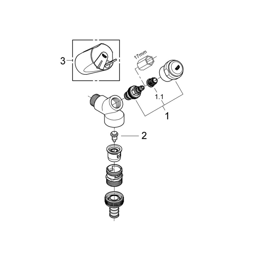 GROHE 41190000 - Kombinationsarmatur DN 15 blank krom