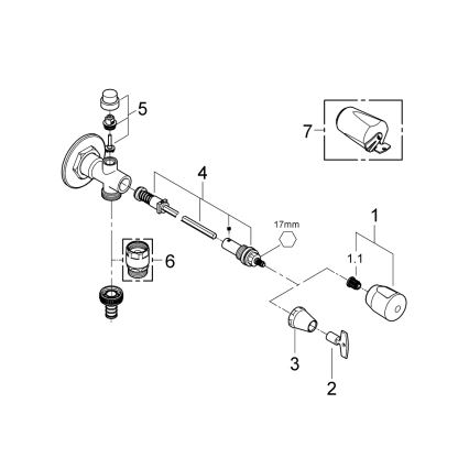 GROHE 41208000 - Udendørs vægventil EUROTEC DN 15, poleret krom