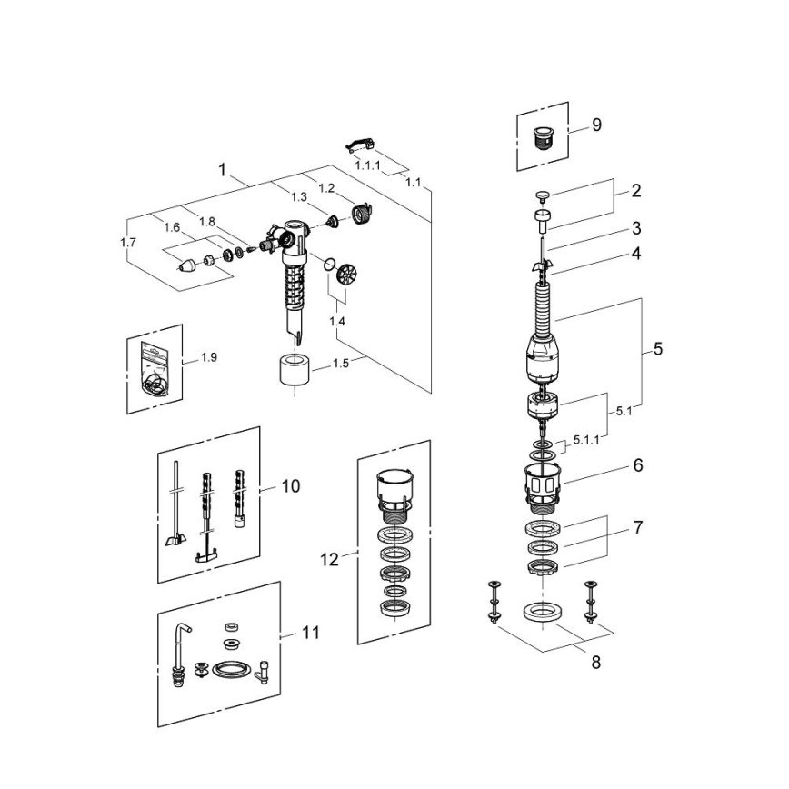 GROHE 43907PI0 - Komplet udskiftningssæt til keramiske cisterner