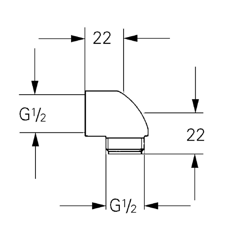 GROHE 45304000 - Brusevinkel DN 15 × DN 15, poleret krom