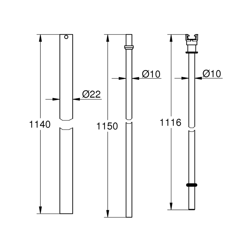 GROHE 48053000 - Forlængerrør til eftermontering af bruser, 15 cm længere, poleret krom