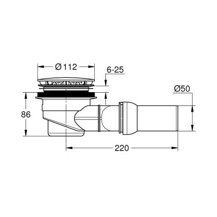 GROHE 49534000 - Afløbssæt til universelle brusekar O 112 mm krom